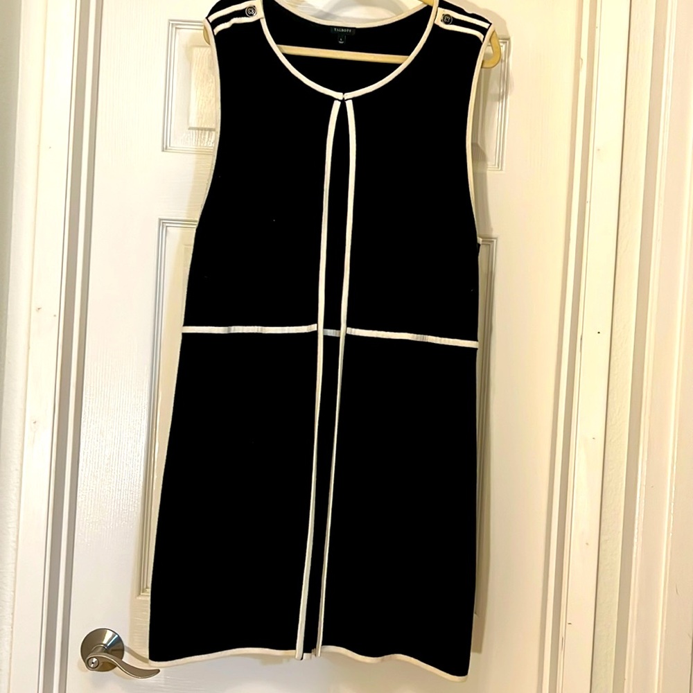 Talbots Black Knit Sweater Vest with White Trim